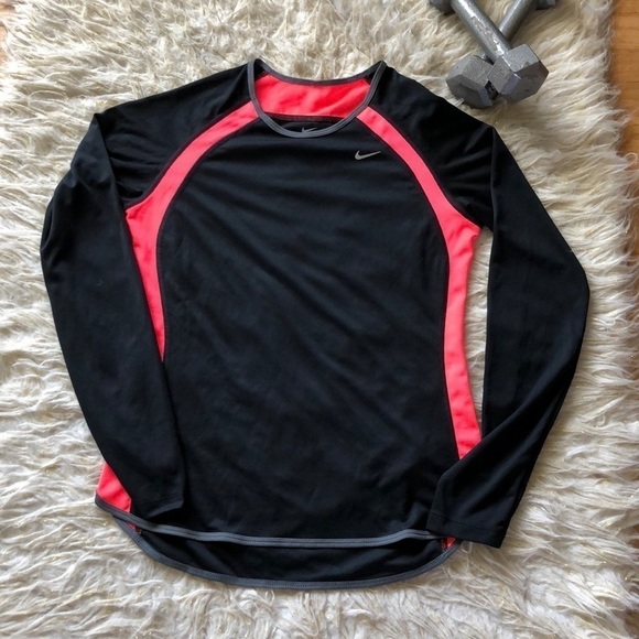 Nike Dri-fit Reflective Long Sleeve Shirt Athletic Workout Running Dry Fit Top - Picture 6 of 8